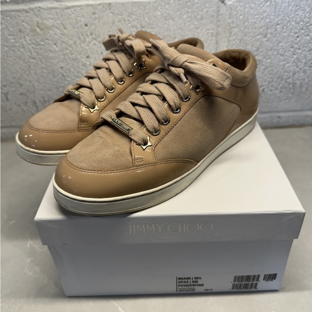 Jimmy Choo Suede Patent Leather Sneakers